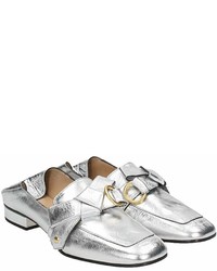 Chloé Metal Silver Leather Quincey Loafers