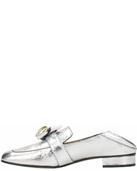 Chloé Metal Silver Leather Quincey Loafers
