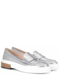 Tod's Metallic Leather Loafers