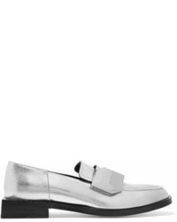 Pierre Hardy Metallic Textured Leather Loafers