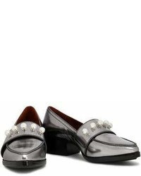 3.1 Phillip Lim Quinn Faux Pearl Embellished Metallic Leather Loafers