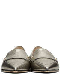 Jimmy Choo Silver Leather Gia Loafers