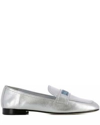 Prada Silver Leather Loafers