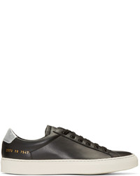 Common Projects Black And Silver Achilles Retro Low Sneakers