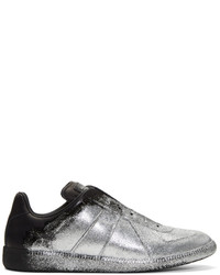 Maison Margiela Black And Silver Glitter Application Replica Sneakers