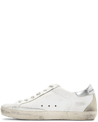 Golden Goose Deluxe Brand Golden Goose White And Silver Superstar Sneakers