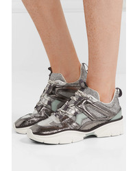 Isabel Marant Kindsay Metallic Glittered And Smooth Leather Sneakers
