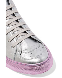 MM6 MAISON MARGIELA Metallic Leather Sneakers Silver
