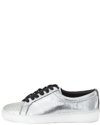 Michael Kors Michl Kors Valin Runway Crackled Leather Low Top Sneaker Silver