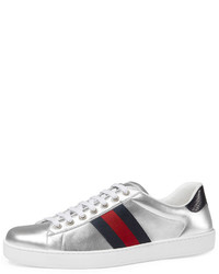 Gucci New Ace Metallic Leather Low Top Sneaker