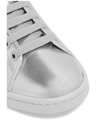 adidas Originals Raf Simons Stan Smith Perforated Metallic Leather Sneakers Silver