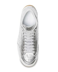 Burberry Perforated Logo Metallic Leather Sneakers