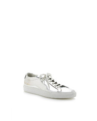 Common Projects Silver Achilles Lace Up Leather Sneakers