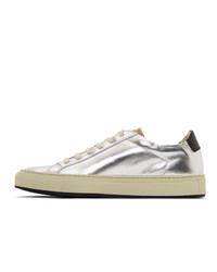 Common Projects Silver And Black Retro Low Sneakers