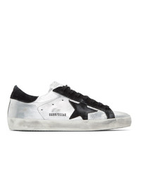 Golden Goose Silver And Black Sneakers