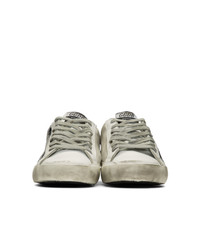 Golden Goose Silver And White Scotch Flag Sneakers