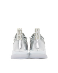 Versace Silver Glitter Cross Chainer Sneakers