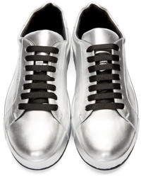 Jil Sander Silver Leather Miro Sneakers