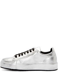 Jil Sander Silver Leather Miro Sneakers
