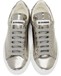 Jil Sander Silver Leather Sneakers