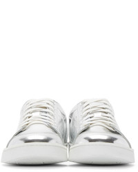 Loewe Silver Metallic Leather Sneakers