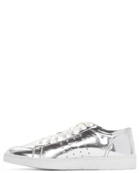 Loewe Silver Metallic Leather Sneakers