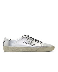 Saint Laurent Silver Used Look Court Classic Sl06 Sneakers