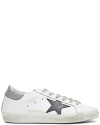 Golden Goose Ssense White And Silver Glitter Superstar Sneakers