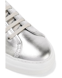 Common Projects Tournat Metallic Leather Sneakers Silver