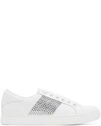 Marc Jacobs White And Silver Empire Strass Sneakers