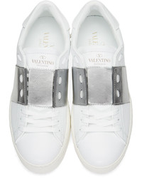 Valentino White And Silver Garavani Open Sneakers