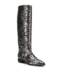 Casadei Metallic Leopard Print Boots