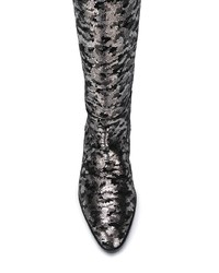 Casadei Metallic Leopard Print Boots