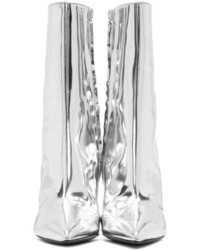 Balenciaga Silver Mirror Slash Heel Boots