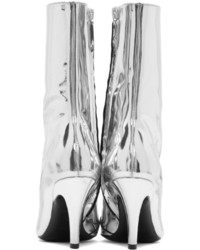 Balenciaga Silver Mirror Slash Heel Boots