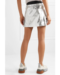 We11done Appliqud Metallic Faux Leather Mini Skirt