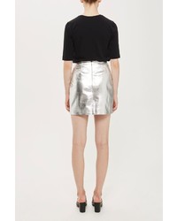 Boutique Metallic Leather Mini Skirt