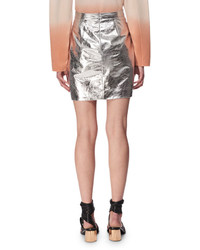 Proenza Schouler Metallic Leather Mini Skirt Silver