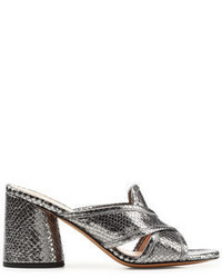 Marc Jacobs Embossed Metallic Leather Mules