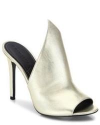 Essie Metallic Leather Peep Toe Mules
