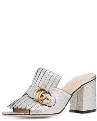 Gucci Marmont Metallic Leather 75mm Mule