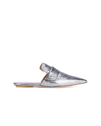 Marni Silver Leather Rising Sabot Mules