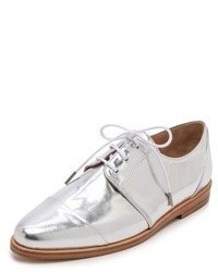 Silver Leather Oxford Shoes