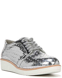 Fergalicious Everly Oxford  Silver Metallic Patent Faux Leather