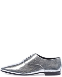 Saint Laurent Lulu Metallic Python Embossed 20mm Oxford Shoe Silver