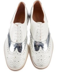 Robert Clergerie Metallic Accented Patent Leather Oxfords