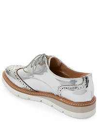 Wanted Silver Downey Platform Wingtip Oxfords