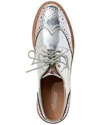 Wanted Silver Downey Platform Wingtip Oxfords