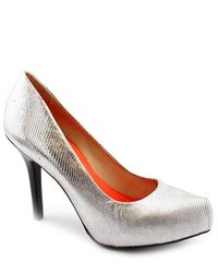 Diego di Lucca Kassidy Silver Leather Pumps Heels Shoes