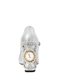 Dolce & Gabbana 105mm Clock Metallic Leather Pumps